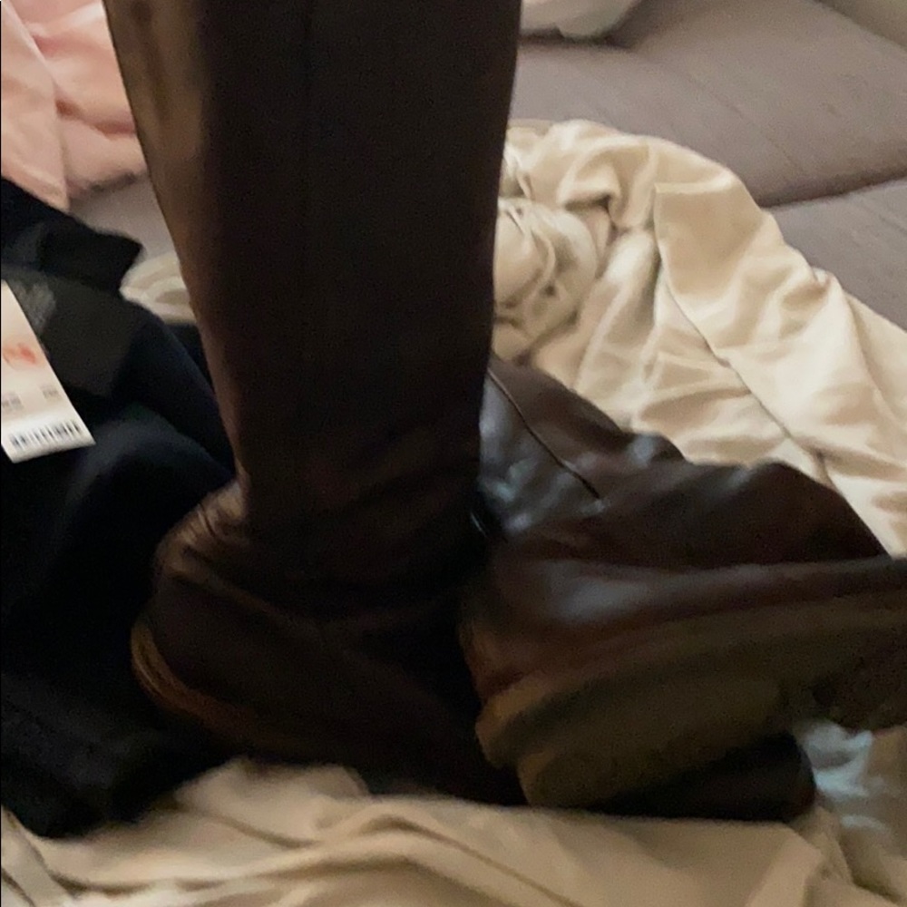 Dark Brown Leather Distressed Leather Boots